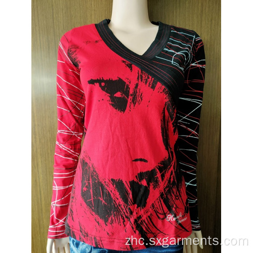 100％棉花女士的T恤长袖